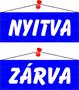 Information board, 22x8,5 cm, kétoldalas, "Nyitva/Zárva", kék