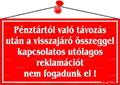 Information board, 22,5x12,5 cm, "Pénztártól való távozás után…", red 