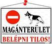 Information board, 35x25 cm, "Magánterület, belépni tilos!"
