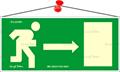 Information board, 25x11,5 cm, fluorescent, "Menekülési irány jobbra"