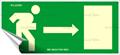 Information sign, self-adhesive, 25x11,5 cm, fluorescent, "Menekülési irány jobbra"
