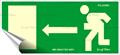 Information sign, self-adhesive, 25x11,5 cm, fluorescent, "Menekülési irány balra"
