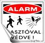 Information sign, self-adhesive, 8,7x8,3 cm, "Riasztóval védve"