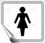 Information sign, self-adhesive, 8,7x8,3 cm, toilet, female sign, white/black