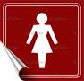 Information sign, self-adhesive, 8,7x8,3 cm, toilet, female sign, burgundi vörös/white