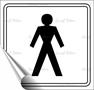 Information sign, self-adhesive, 8,7x8,3 cm, toilet, male sign, white/black