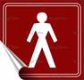 Information sign, self-adhesive, 8,7x8,3 cm, toilet, male sign, burgundi vörös/white