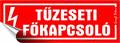 Information sign, self-adhesive, 14x5 cm, "Tűzeseti főkapcsoló"
