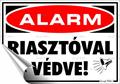 Information sign, self-adhesive, 11,6x16,6 cm, "Riasztóval védve"