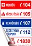 Information sign, self-adhesive, 11,6x16,6 cm, "Segélyhívószámok"