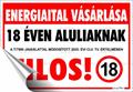 Information sign, self-adhesive, 11,6x16,6 cm, "Energiaital vásárlása 18 éven aluliaknak tilos!"