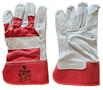Protective gloves, cowhide leather, size 10, 12 pairs, red/white
