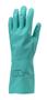 Protective gloves, nitrile, chemical-resistant, flocked, 8/M size, green